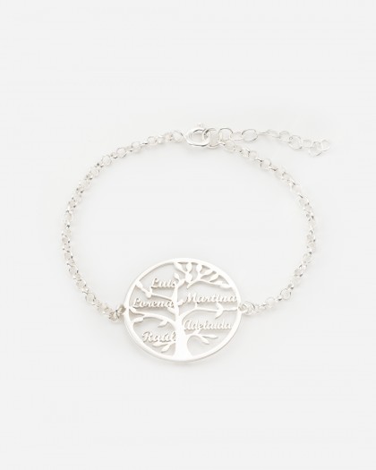 Pulsera con Nombre Árbol de la Vida Plata