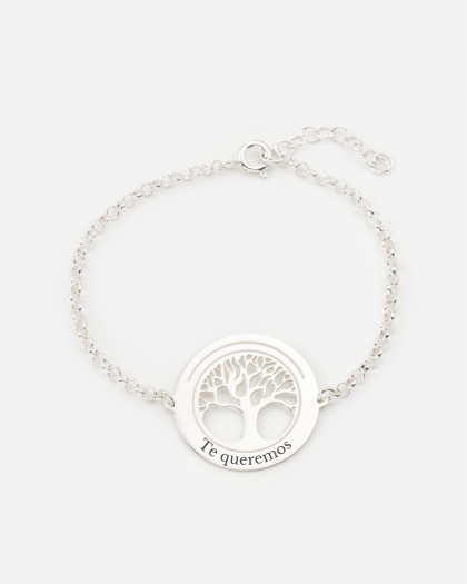 Pulsera con Nombre Árbol de la Vida Plata
