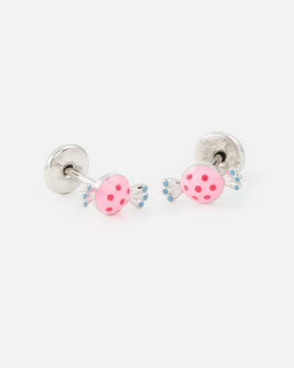 Pendientes caramelo esmalte plata