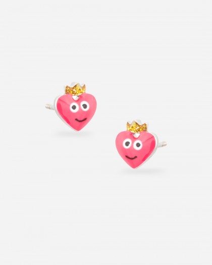 Pendientes corazón esmalte plata