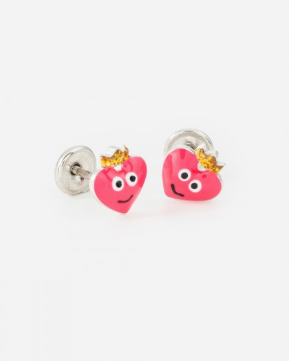 Pendientes corazón esmalte plata