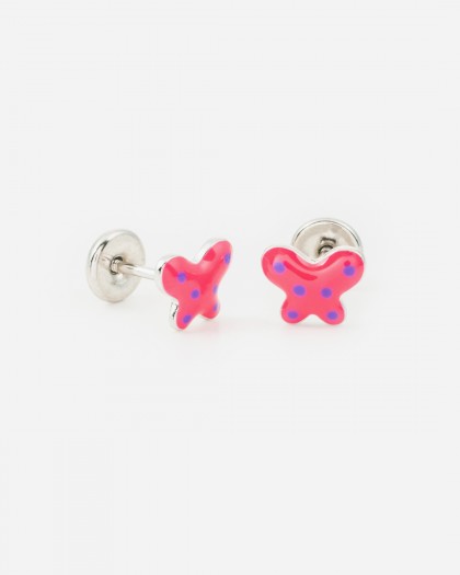 Pendientes mariposas esmalte plata