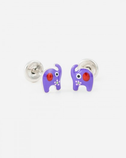 Pendientes elefantes esmalte plata