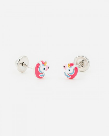 Pendientes unicornio esmalte plata