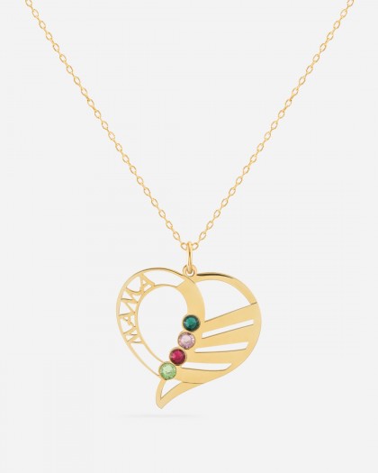 Collar Corazón con nombres Mamá piedras