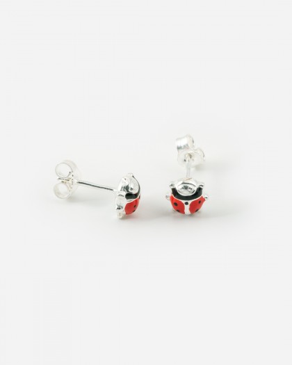 Pendientes mariquita esmalte plata