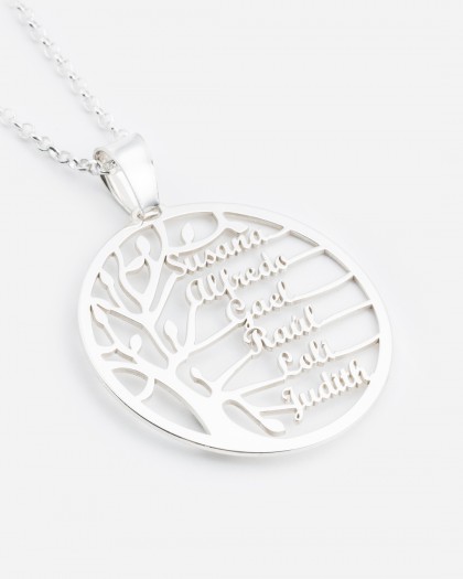 Collar con Nombre Árbol de la Vida Plata