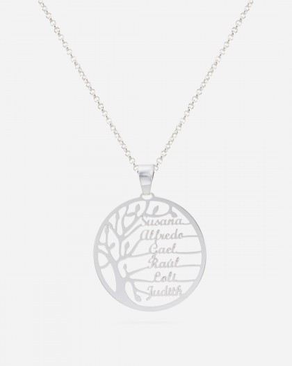 Collar con Nombre Árbol de la Vida Plata
