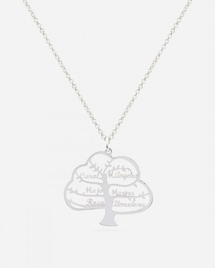 Collar con Nombre Árbol de la Vida Plata