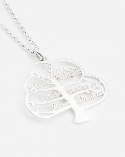 Collar con Nombre Árbol de la Vida Plata