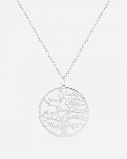 Collar con Nombre Árbol de la Vida Plata