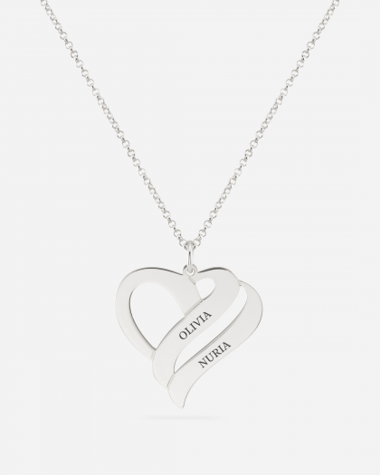 Collar Corazón con nombres Plata