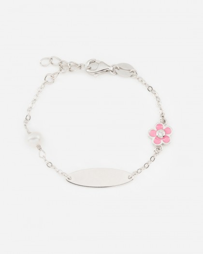 Pulsera bebé flor Plata