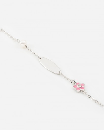 Pulsera bebé flor Plata