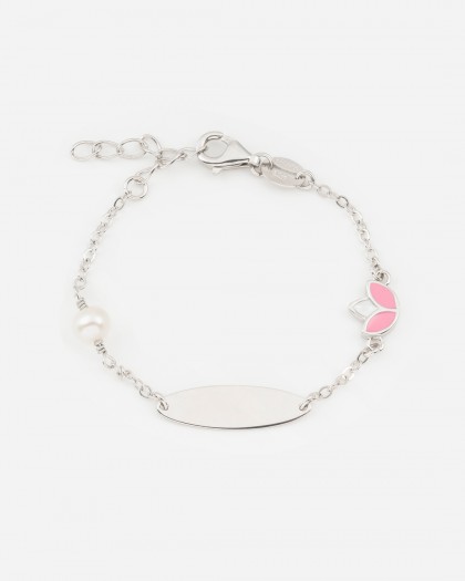 Pulsera bebé flor Plata