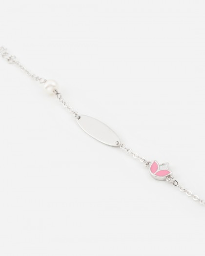 Pulsera bebé flor Plata