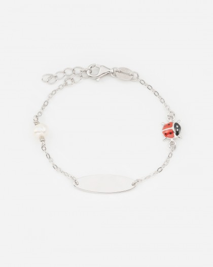 Pulsera bebé mariquita Plata