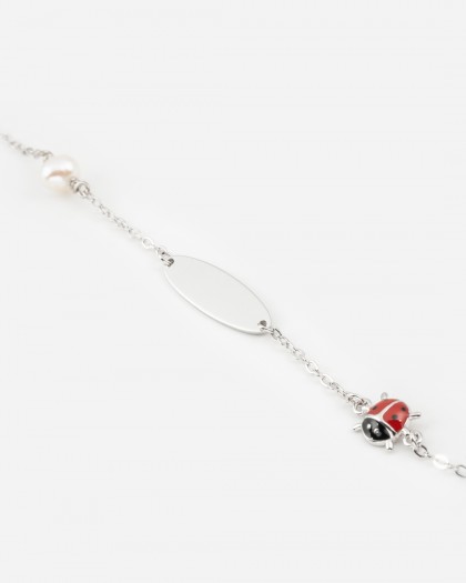 Pulsera bebé mariquita Plata