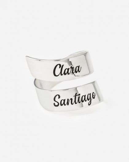 Anillo con Nombres cruzado plata