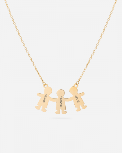 Collar personalizable 3 niños oro