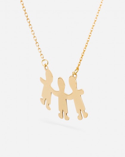 Collar personalizable 3 niños oro