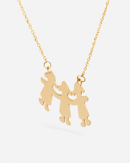 Collar personalizable 3 niñas oro