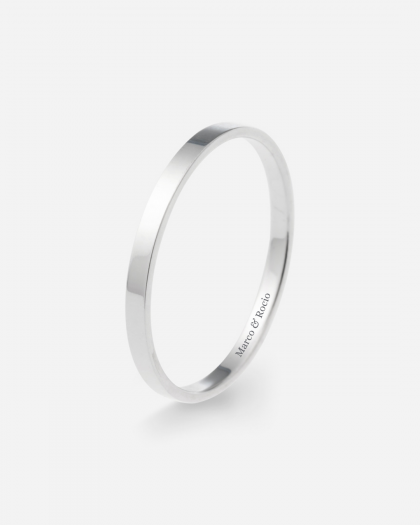 Alianza de Boda Oro Blanco Plana 2mm