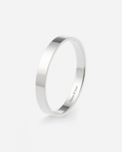 Alianza de Boda Oro Blanco Plana 3mm