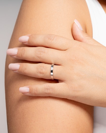 Alianza de Boda Oro Blanco Plana 3mm
