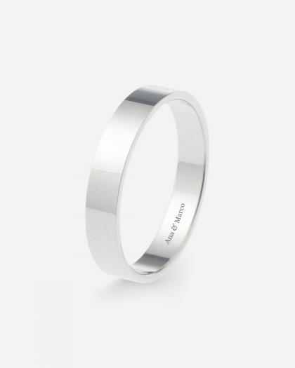 Alianza de Boda Oro Blanco Plana 4mm