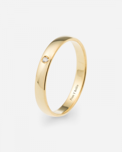 Alianza de Boda Oro Media Caña 3mm Diamante