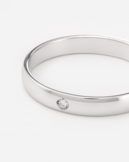Alianza de Boda Oro Media Caña 3mm Diamante