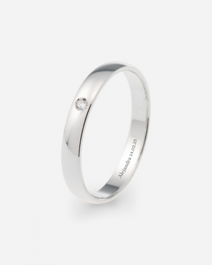 Alianza de Boda Oro Media Caña 3mm Diamante