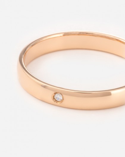 Alianza de Boda Oro Media Caña 3mm Diamante