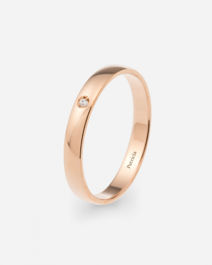 Alianza de Boda Oro Media Caña 3mm Diamante