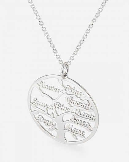 Collar con Nombre Árbol de la Vida Plata