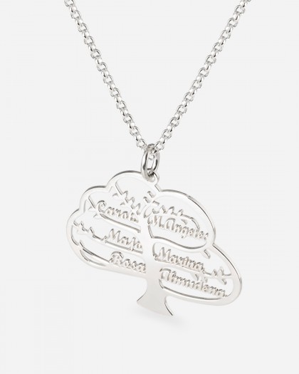 Collar con Nombre Árbol de la Vida Plata