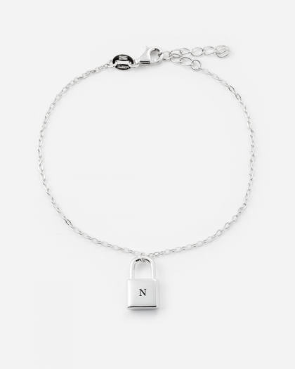 Pulsera Inicial candado plata