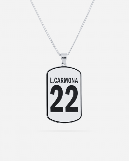 Collar Personalizado con Nombre y Número de Dorsal en Plata de Ley