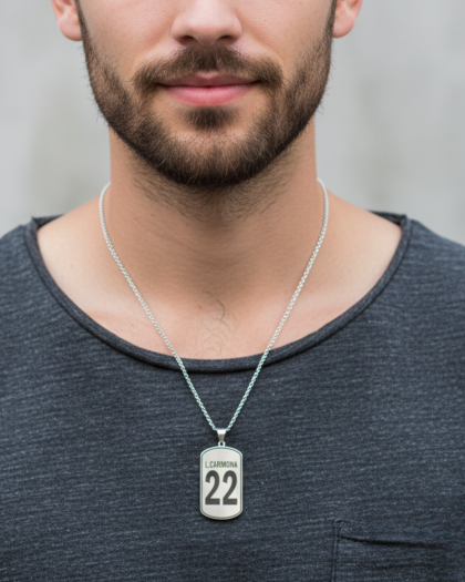 Collar Personalizado con Nombre y Número de Dorsal en Plata de Ley