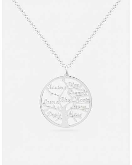 Collar con Nombre Árbol de la Vida Plata