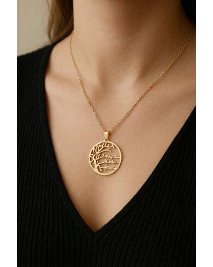 Collar con Nombre Árbol de la Vida Doré