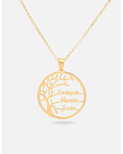 Collar con Nombre Árbol de la Vida Doré