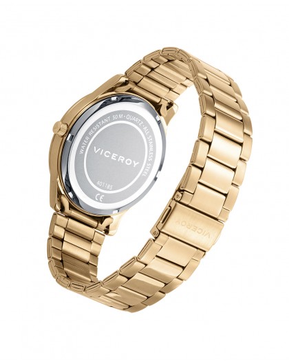Reloj Viceroy de hombre Magnum tres agujas de acero correa de Ip dorado 401185-93