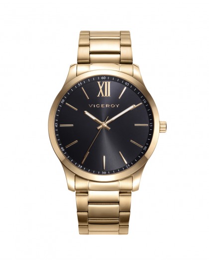 Reloj Viceroy de hombre Magnum tres agujas de acero correa de Ip dorado 401185-93