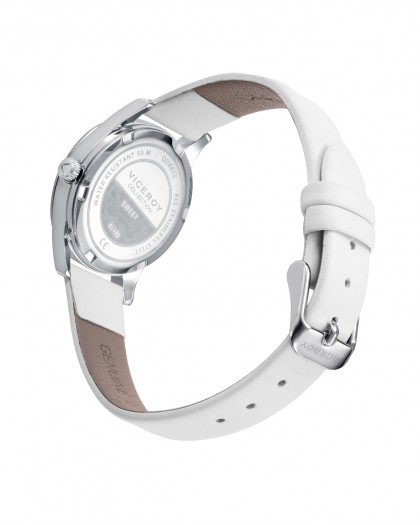 Reloj Viceroy de correa de piel blanca tres agujas de niña 41130-05