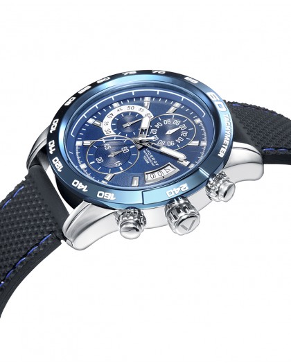 Reloj Viceroy de hombre Heat cronógrafo de acero con IP azul y correa de silicona negra 40421-39