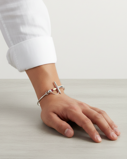 Pulsera Estoque de Hombre en Plata de Ley con Bandera de España Esmaltada