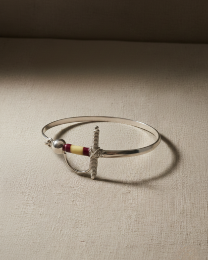 Pulsera Estoque de Hombre en Plata de Ley con Bandera de España Esmaltada