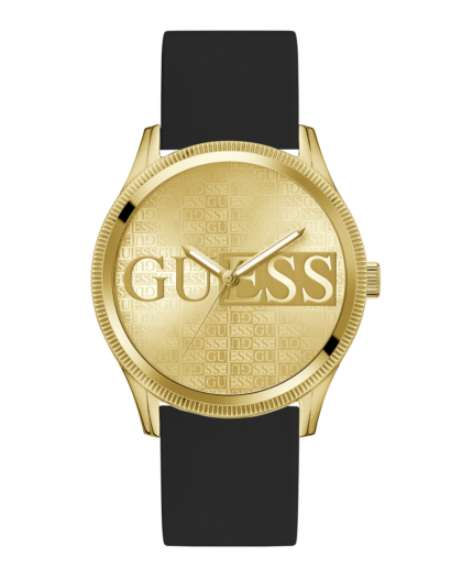 Reloj Guess Reputation Analógico Dorado con Correa de Silicona Negra GW0726G2